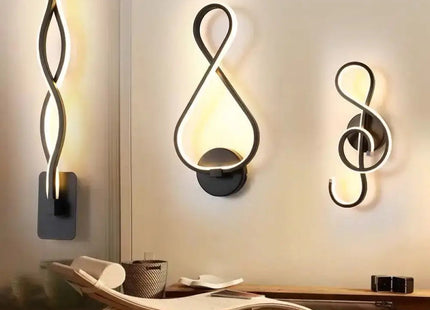 Minimalist Line Art LED Sconce - Black Metal Wall Lamp Decorbites
