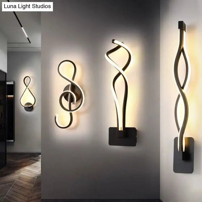 Minimalist Line Art LED Sconce - Black Metal Wall Lamp Decorbites