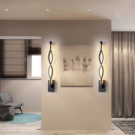 Minimalist Line Art LED Sconce - Black Metal Wall Lamp Decorbites