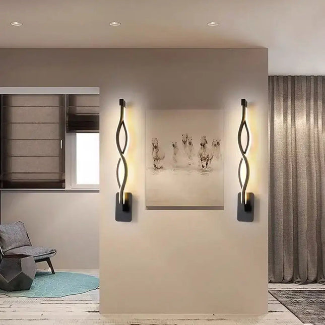 Minimalist Line Art LED Sconce - Black Metal Wall Lamp Decorbites