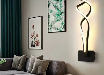 Minimalist Line Art LED Sconce - Black Metal Wall Lamp Decorbites
