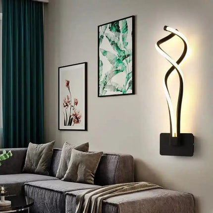 Minimalist Line Art LED Sconce - Black Metal Wall Lamp Decorbites