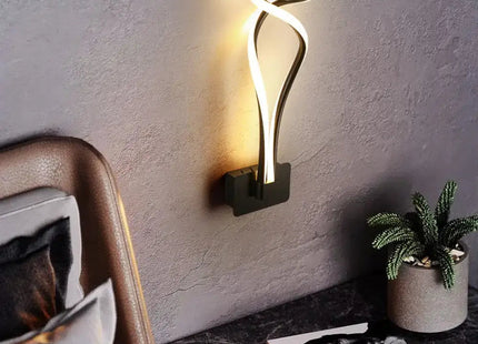 Art Deco LED Wall Sconce - Twisting Metal Bedroom Light Decorbites