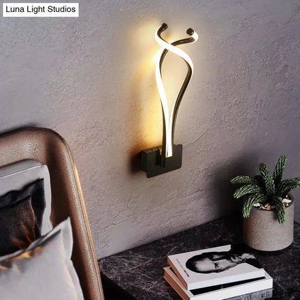 Art Deco LED Wall Sconce - Twisting Metal Bedroom Light Decorbites