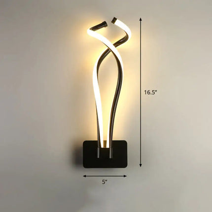 Art Deco LED Wall Sconce - Twisting Metal Bedroom Light Decorbites