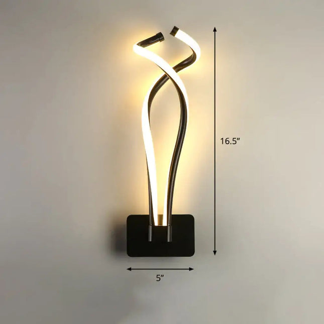 Art Deco LED Wall Sconce - Twisting Metal Bedroom Light Decorbites