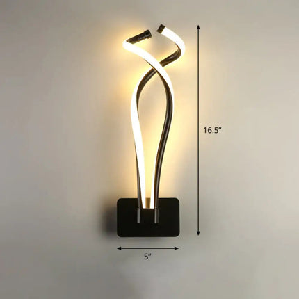 Art Deco LED Wall Sconce - Twisting Metal Bedroom Light Decorbites