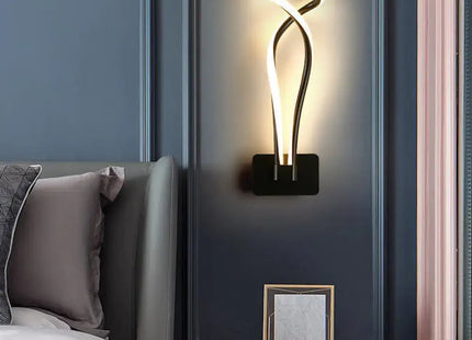 Art Deco LED Wall Sconce - Twisting Metal Bedroom Light Decorbites