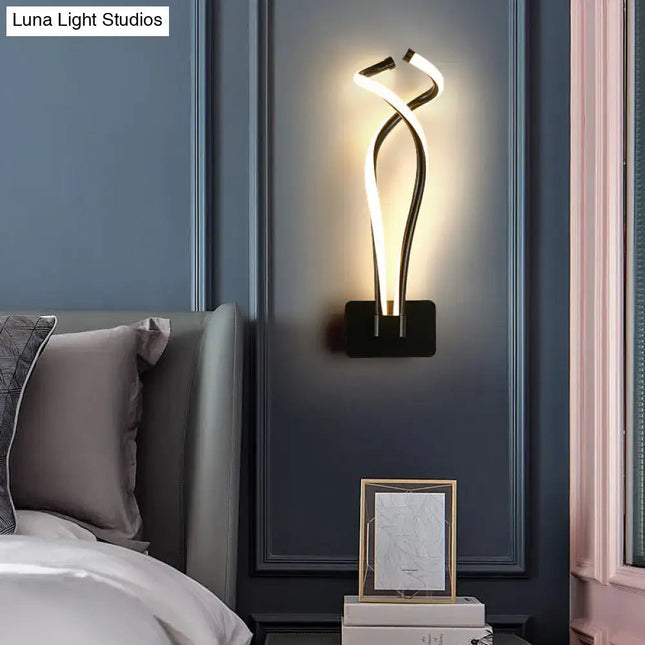 Art Deco LED Wall Sconce - Twisting Metal Bedroom Light Decorbites