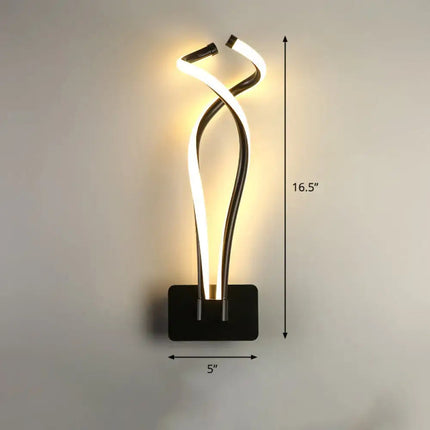 Art Deco LED Wall Sconce - Twisting Metal Bedroom Light Decorbites