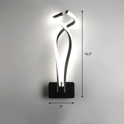 Art Deco LED Wall Sconce - Twisting Metal Bedroom Light Decorbites