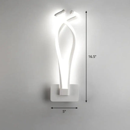 Art Deco LED Wall Sconce - Twisting Metal Bedroom Light Decorbites