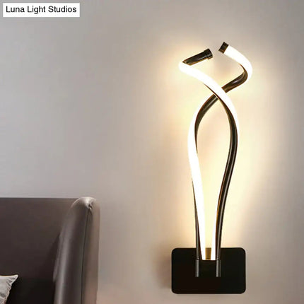 Art Deco LED Wall Sconce - Twisting Metal Bedroom Light Decorbites