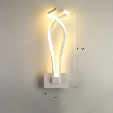 Art Deco LED Wall Sconce - Twisting Metal Bedroom Light Decorbites