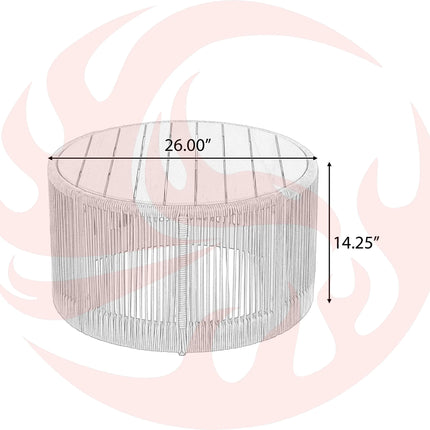 Modern Rustic Coffee Table & Side Table With Woven Rope Design (SAK56739) - Phoenix Fire Art Store