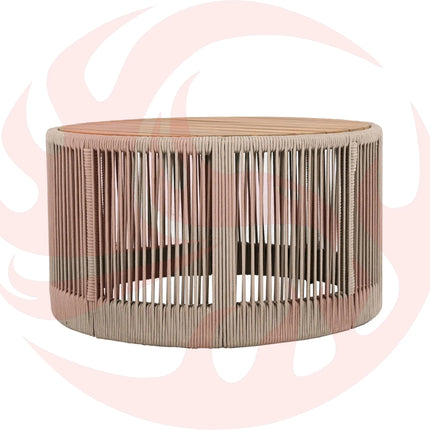 Modern Rustic Coffee Table & Side Table With Woven Rope Design (SAK56739) - Phoenix Fire Art Store