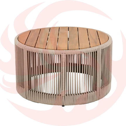 Modern Rustic Coffee Table & Side Table With Woven Rope Design (SAK56739) - Phoenix Fire Art Store