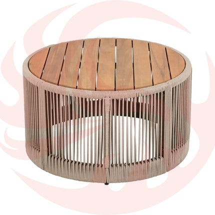 Modern Rustic Coffee Table & Side Table With Woven Rope Design (SAK56739) - Phoenix Fire Art Store
