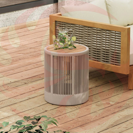 Modern Rustic Coffee Table & Side Table With Woven Rope Design (SAK56739) - Phoenix Fire Art Store