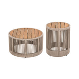 Modern Rustic Coffee Table & Side Table With Woven Rope Design (SAK56739)