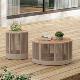Modern Rustic Coffee Table & Side Table With Woven Rope Design (SAK56739)