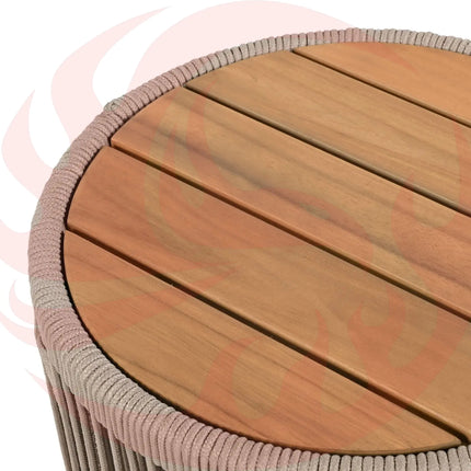 Modern Rustic Coffee Table & Side Table With Woven Rope Design (SAK56739) - Phoenix Fire Art Store