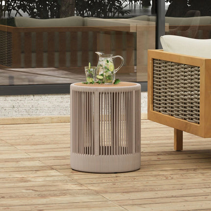 Modern Rustic Coffee Table & Side Table With Woven Rope Design (SAK56739) - Phoenix Fire Art Store