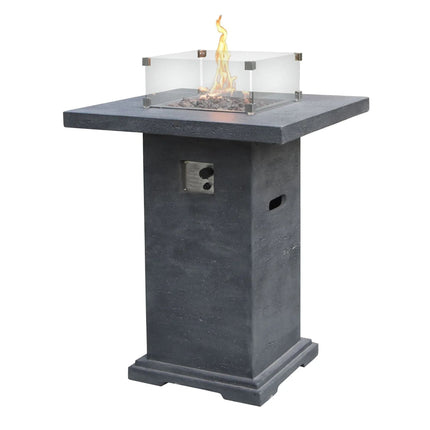 Elementi Montreal Square Concrete Liquid Propane Fire Pit OFG221