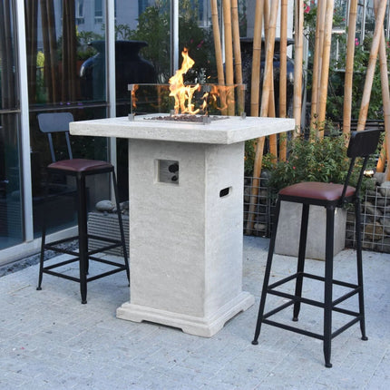 Elementi Montreal Square Concrete Liquid Propane Fire Pit OFG221