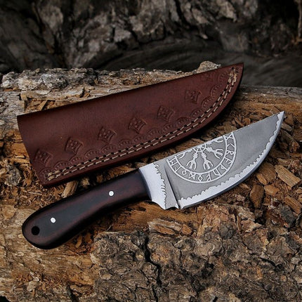 Nordic Valor - Custom Handmade 1095 Steel Classic Viking EDC Knife with Engraved Blade | KBS Knives Store