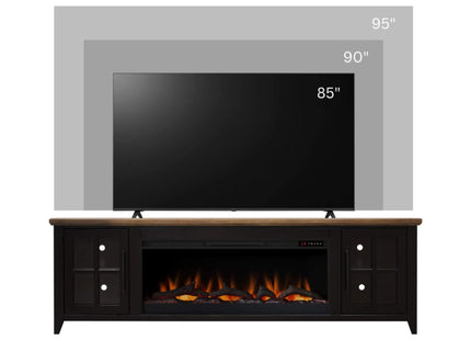 Nuvia 83-Inch Bourbon Black TV Stand With Fireplace And Glass Windowpane Doors (SAK40281) SAKSBY WHOLESALE