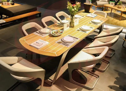 HIGOLD Onda Teak Outdoor Dining Set for 8 Person - Phoenix Fire Art Store