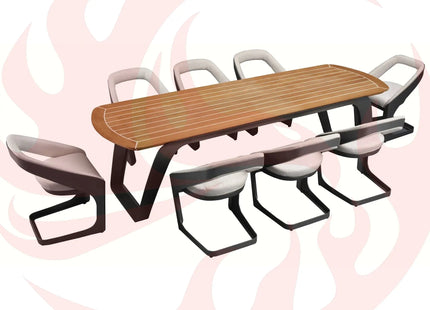 HIGOLD Onda Teak Outdoor Dining Set for 8 Person - Phoenix Fire Art Store
