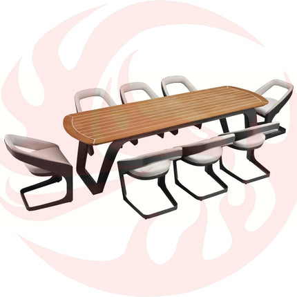 HIGOLD Onda Teak Outdoor Dining Set for 8 Person - Phoenix Fire Art Store