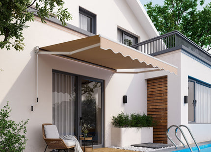 8 x 6.6 Feet Patio Retractable Awning with Manual Crank Handle DirectDeals