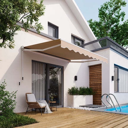 8 x 6.6 Feet Patio Retractable Awning with Manual Crank Handle DirectDeals