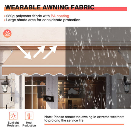 8 x 6.6 Feet Patio Retractable Awning with Manual Crank Handle DirectDeals