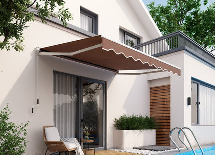 8 x 6.6 Feet Patio Retractable Awning with Manual Crank Handle DirectDeals