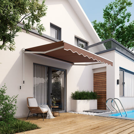 8 x 6.6 Feet Patio Retractable Awning with Manual Crank Handle DirectDeals