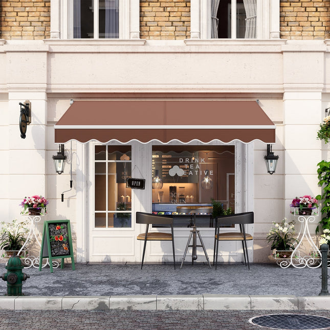 8 x 6.6 Feet Patio Retractable Awning with Manual Crank Handle DirectDeals