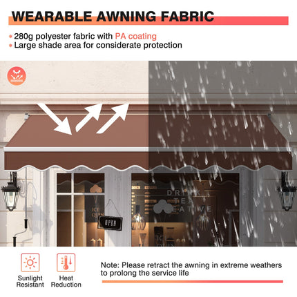 8 x 6.6 Feet Patio Retractable Awning with Manual Crank Handle DirectDeals