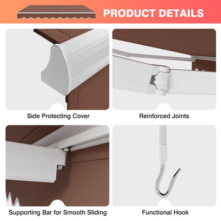 8 x 6.6 Feet Patio Retractable Awning with Manual Crank Handle DirectDeals