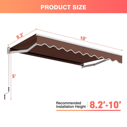 10 x 8.2 Feet Retractable Awning with Easy Opening Manual Crank Handle DirectDeals