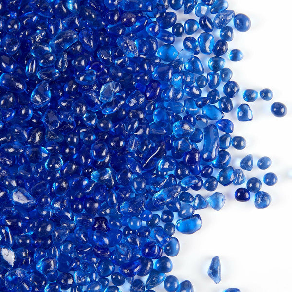 TWINKLING Fire Glass Stones 3-6mm 1lb Jar Cobalt Blue High Luster