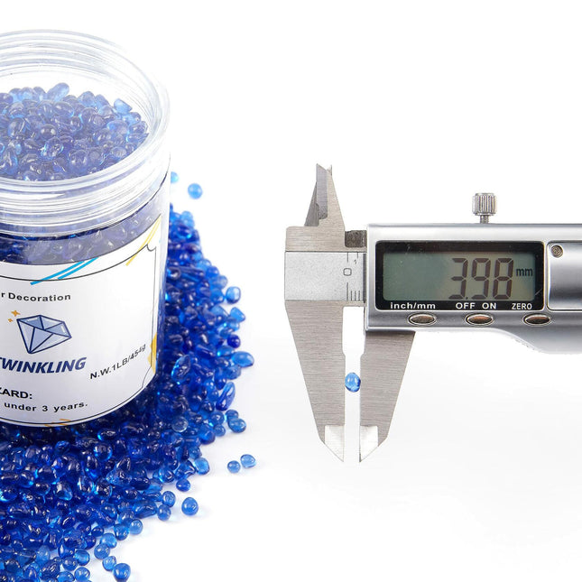 TWINKLING Fire Glass Stones 3-6mm 1lb Jar Cobalt Blue High Luster - Phoenix Fire Art Store