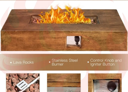 Alora Outdoor Propane Gas Fire Pit Table W/ Lava Rocks & Cover, 50K BTU (SAK94436) - Phoenix Fire Art Store