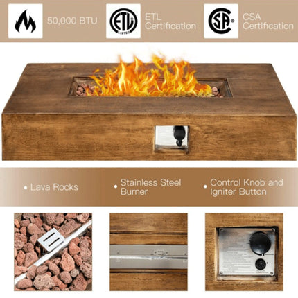 Alora Outdoor Propane Gas Fire Pit Table W/ Lava Rocks & Cover, 50K BTU (SAK94436)