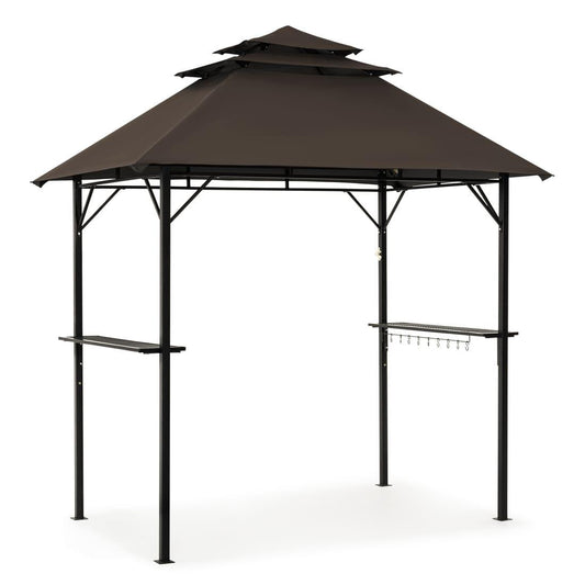 Pamapic Grill Gazebo 8x5 - Outdoor BBQ Canopy with Vented Top & Shelves