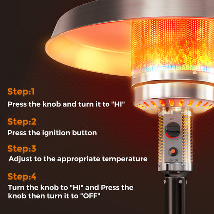 Pamapic 50,000 BTU Patio Propane Heater with 27.6" Round Table Design for Porch, Garden, Residential & Commercial Use