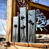Palm Trees Under the Stars Luminary Pillars w/ Solar Cap